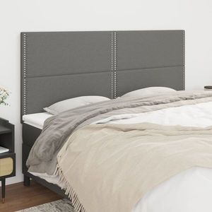 vidaXL Tăblii de pat, 4 buc, gri închis, 100x5x78/88 cm, textil imagine