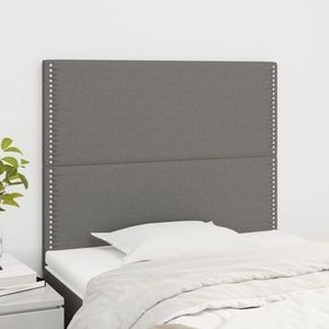 vidaXL Tăblii de pat, 2 buc, gri închis, 100x5x78/88 cm, textil imagine