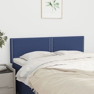 vidaXL Tăblii de pat, 2 buc., albastru, 72x5x78/88 cm, textil imagine