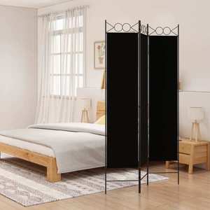 vidaXL Paravan de cameră cu 3 panouri, negru, 120x200 cm, textil imagine