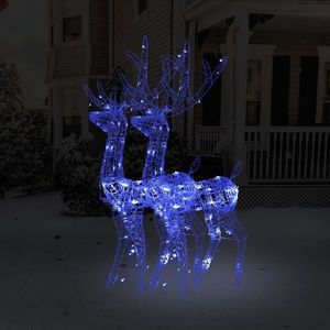 vidaXL Decorațiuni reni de Crăciun, 2 buc., albastru, 120 cm, acril imagine