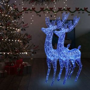 vidaXL Ren de Crăciun 250 LED-uri, 2 buc., albastru, 180 cm, acril XXL imagine