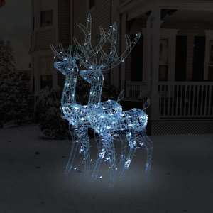 vidaXL Decorațiuni reni de Crăciun, 2 buc., alb rece, 120 cm, acril imagine
