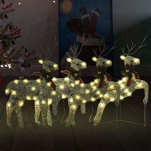 vidaXL Reni de Crăciun, 4 buc., auriu, 80 LED-uri imagine