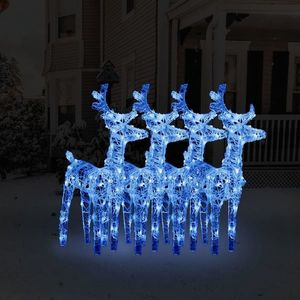 vidaXL Reni de Crăciun, 4 buc., albastru, 160 LED-uri, acril imagine