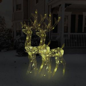 vidaXL Decorațiuni reni de Crăciun, 2 buc., alb cald, 120 cm, acril imagine