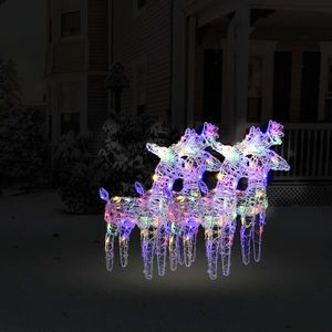 vidaXL Reni de Crăciun, 4 buc., multicolor, 160 LED-uri, acril imagine