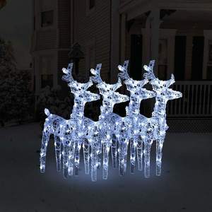 vidaXL Reni de Crăciun, 4 buc., alb rece, 160 LED-uri, acril imagine