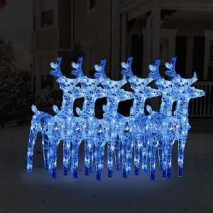 vidaXL Reni de Crăciun, 6 buc., albastru, 240 LED-uri, acril imagine