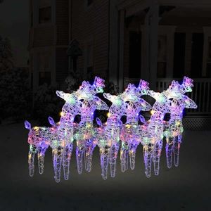 vidaXL Reni de Crăciun, 6 buc., multicolor, 240 LED-uri, acril imagine