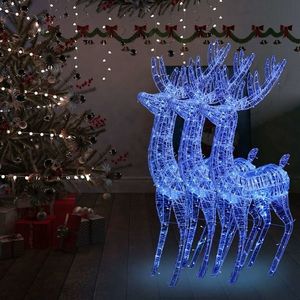 vidaXL Ren de Crăciun 250 LED-uri, 3 buc., albastru, 180 cm, acril XXL imagine