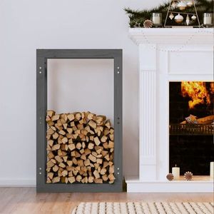 vidaXL Rastel pentru lemne de foc, gri, 60x25x100 cm, lemn masiv pin imagine