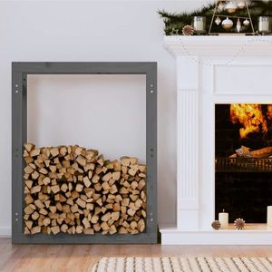 vidaXL Rastel pentru lemne de foc, gri, 80x25x100 cm, lemn masiv pin imagine