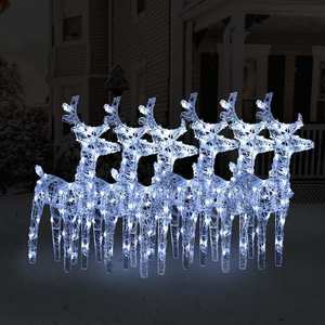 vidaXL Reni de Crăciun, 6 buc., alb rece, 240 LED-uri, acril imagine