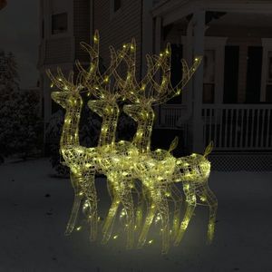 vidaXL Decorațiuni reni de Crăciun, 3 buc., alb cald, 120 cm, acril imagine