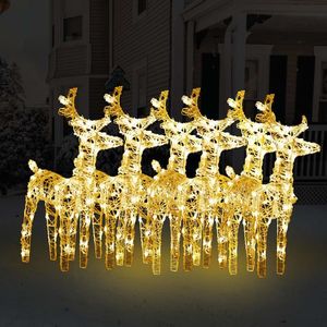 vidaXL Reni de Crăciun, 6 buc., alb cald, 240 LED-uri, acril imagine