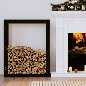vidaXL Rastel pentru lemne de foc, negru, 80x25x100 cm, lemn masiv pin imagine