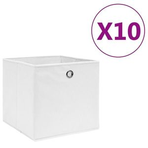 vidaXL Cutii depozitare, 10 buc., alb, 28x28x28 cm, material nețesut imagine