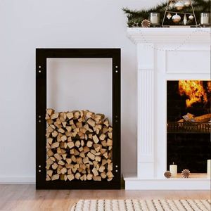 vidaXL Rastel pentru lemne de foc, negru, 60x25x100 cm lemn masiv pin imagine