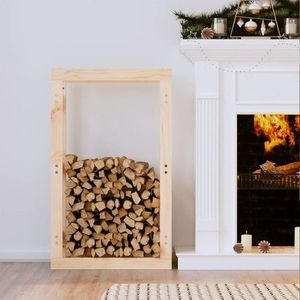 vidaXL Rastel pentru lemne de foc, 60x25x100 cm, lemn masiv pin imagine