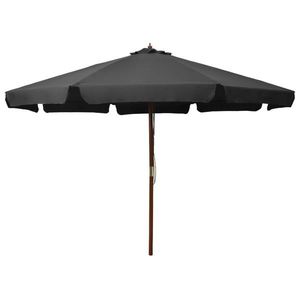 vidaXL Umbrelă de soare de exterior, stâlp din lemn, antracit, 330 cm imagine