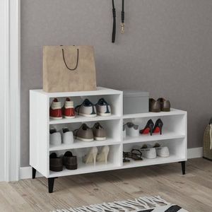 vidaXL Pantofar, alb extralucios, 102x36x60 cm, lemn compozit imagine