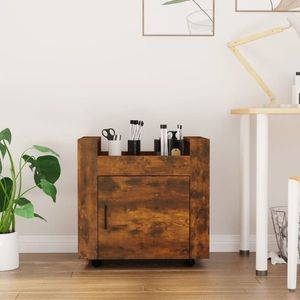 vidaXL Cărucior de birou, stejar fumuriu, 60x45x60 cm, lemn prelucrat imagine