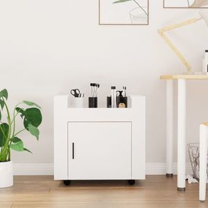 vidaXL Cărucior de birou, alb, 60x45x60 cm, lemn prelucrat imagine