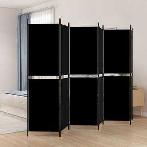 vidaXL Paravan de cameră cu 6 panouri, negru, 300 x 180 cm, textil imagine