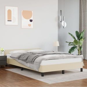 vidaXL Cadru de pat cu tăblie, crem, 120x200 cm, piele ecologică imagine