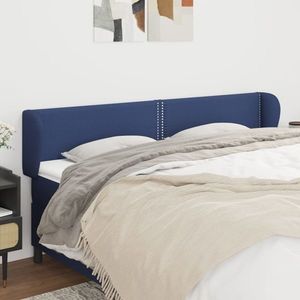 vidaXL Tăblie de pat cu aripioare, albastru, 203x23x78/88 cm textil imagine