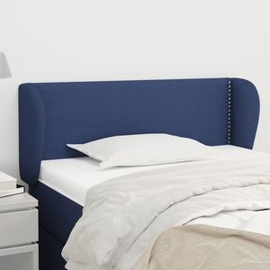 vidaXL Tăblie de pat cu aripioare, albastru, 103x23x78/88 cm textil imagine
