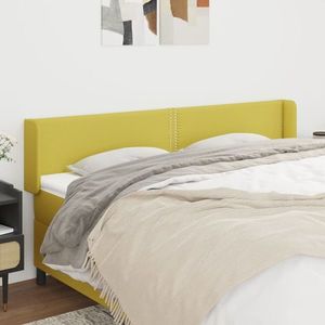 vidaXL Tăblie de pat cu aripioare, verde, 203x16x78/88 cm textil imagine
