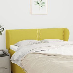 vidaXL Tăblie de pat cu aripioare, verde, 147x23x78/88 cm textil imagine