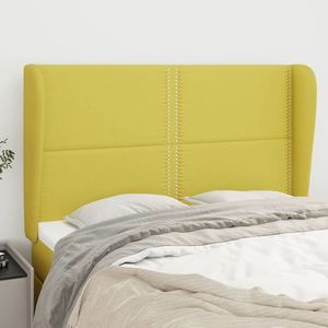 vidaXL Tăblie de pat cu aripioare, verde, 147x23x118/128 cm, textil imagine