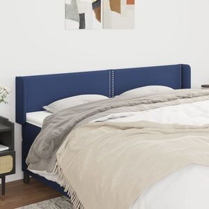 vidaXL Tăblie de pat cu aripioare, albastru, 203x16x78/88 cm textil imagine