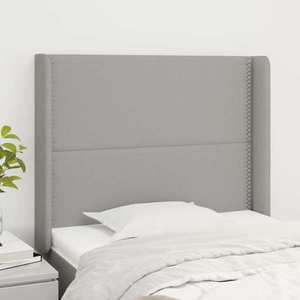 vidaXL Tăblie de pat cu aripioare gri deschis 103x16x118/128 cm textil imagine