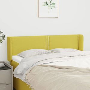 vidaXL Tăblie de pat cu aripioare, verde, 147x16x78/88 cm textil imagine