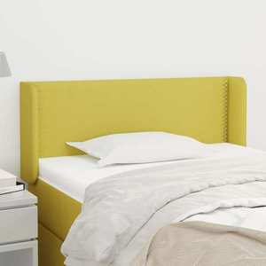 vidaXL Tăblie de pat cu aripioare verde 103x16x78/88 cm textil imagine