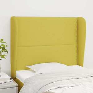 vidaXL Tăblie de pat cu aripioare, verde, 103x23x118/128 cm, textil imagine