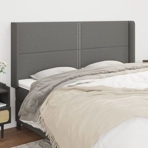 vidaXL Tăblie de pat cu aripioare gri închis 203x16x118/128 cm textil imagine