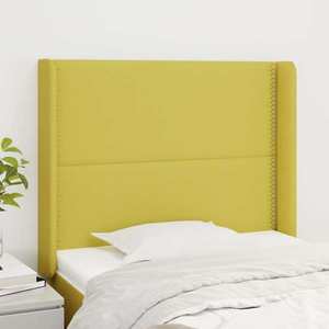 vidaXL Tăblie de pat cu aripioare, verde, 103x16x118/128 cm, textil imagine