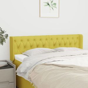 vidaXL Tăblie de pat cu aripioare, verde, 147x16x78/88 cm textil imagine