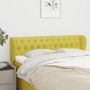vidaXL Tăblie de pat cu aripioare, verde, 147x23x78/88 cm textil imagine