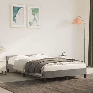 vidaXL Cadru de pat cu tăblie, gri deschis, 120x200 cm, catifea imagine