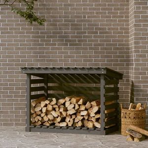 vidaXL Rastel pentru lemne de foc, gri, 108x73x79 cm, lemn masiv pin imagine