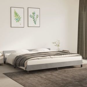 vidaXL Cadru de pat cu tăblie, gri deschis, 200x200 cm, catifea imagine