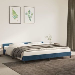 vidaXL Cadru de pat cu tăblie, albastru închis, 200x200 cm, catifea imagine