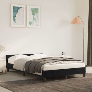 vidaXL Cadru de pat cu tăblie, negru, 120x200 cm, catifea imagine