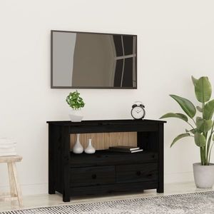 vidaXL Comodă TV, negru, 79x35x52 cm, lemn masiv de pin imagine